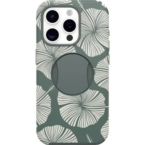 OtterBox OtterGrip Symmetry Series Case for iPhone 15 Pro (Only) - Island Getaway (Green) | Built-in Grip, Snaps to MagSafe, Raised Edges Protect Camera & Screen thumbnail 1