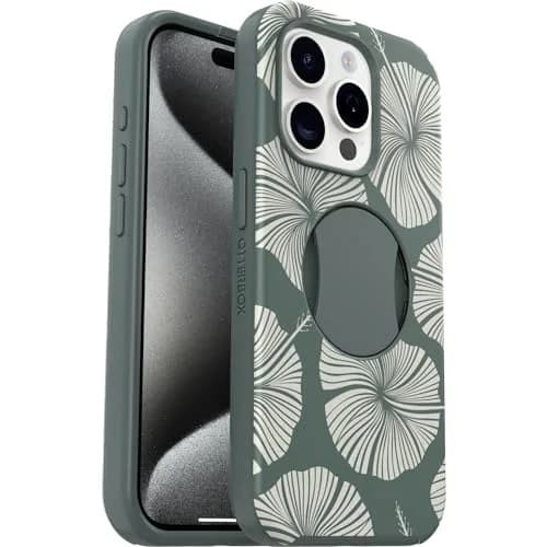 OtterBox OtterGrip Symmetry Series Case for iPhone 15 Pro (Only) - Island Getaway (Green) | Built-in Grip, Snaps to MagSafe, Raised Edges Protect Camera & Screen thumbnail 6