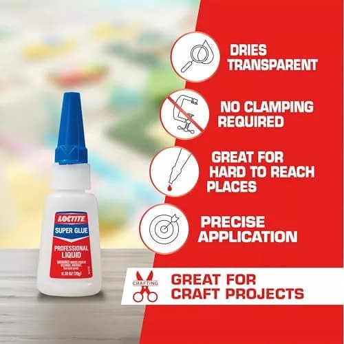 Loctite Professional Super Glue Liquid 20ml (0.7 Fl Oz) Bottle, Pack of 3 | Heavy-Duty Instant Adhesive for Plastic, Wood & Metal thumbnail 2