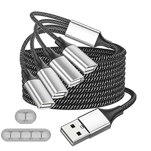 Fidioto 1-to-4 USB-A Y Splitter Cable, 6.6ft (2m) - Expand 1 Port to 4 for Data & Charging thumbnail 1