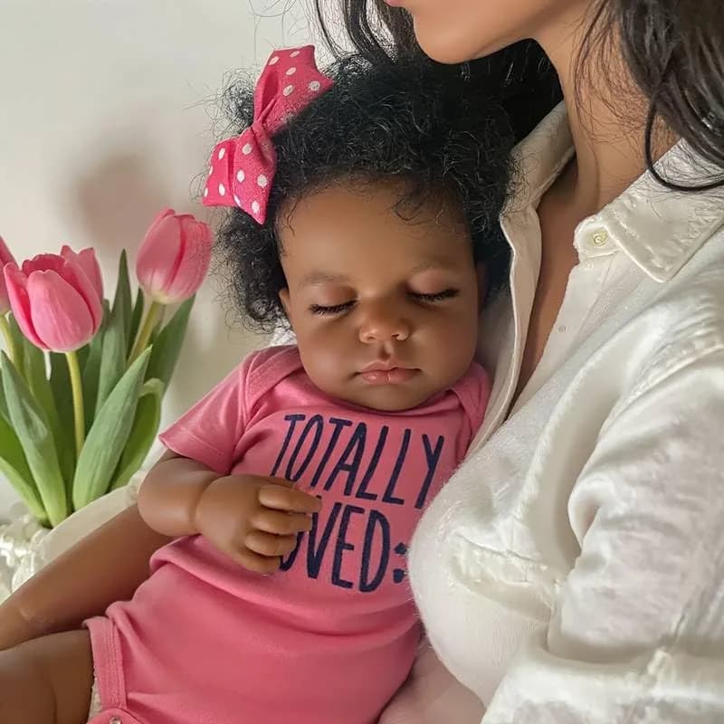 Pinky Reborn Baby Doll Black Girl 20 Inch Realistic African American Reborn Doll Toy with Clothes | Handmade Lifelike Silicone Vinyl Doll thumbnail 8
