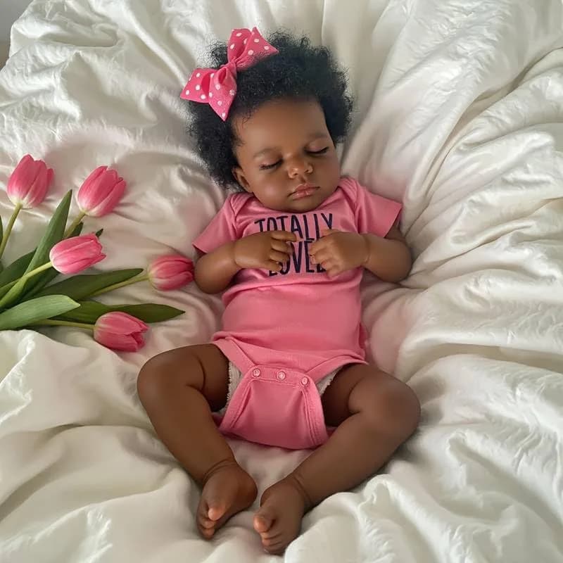 Pinky Reborn Baby Doll Black Girl 20 Inch Realistic African American Reborn Doll Toy with Clothes | Handmade Lifelike Silicone Vinyl Doll thumbnail 9