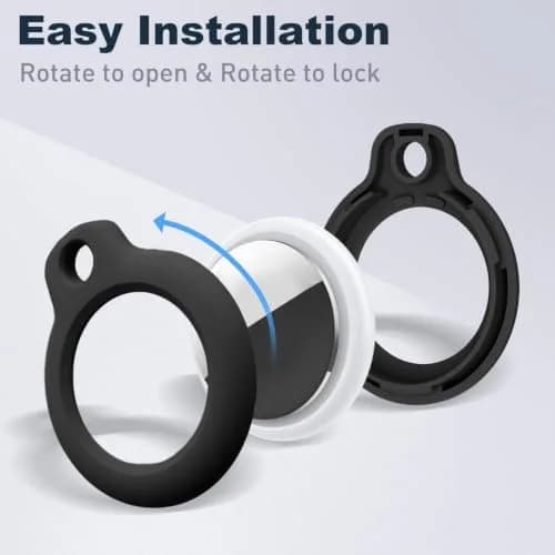 MOLOSLEEVE Black 4 Pack Keychain for AirTag 2nd Gen & 1st Gen | Shockproof Protective Cover thumbnail 2