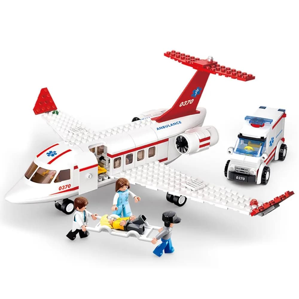 ENHANA City Airplane Station Building Blocks 383 Pieces | STEM Learning Toy for Kids 6-12 — Red Airplane