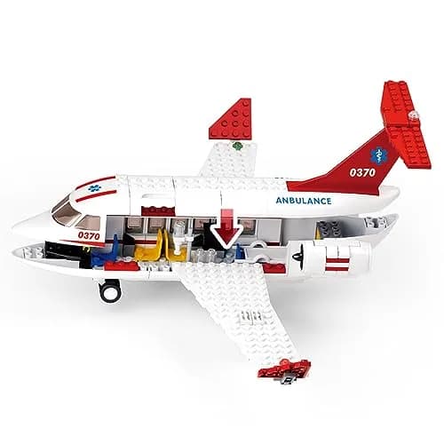 ENHANA City Airplane Station Toy with Ambulance & Workers | 335 Pieces (156 g) thumbnail 4