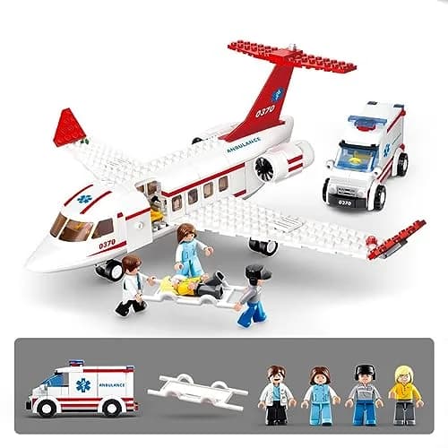 ENHANA City Airplane Station Toy with Ambulance & Workers | 335 Pieces (156 g) thumbnail 3