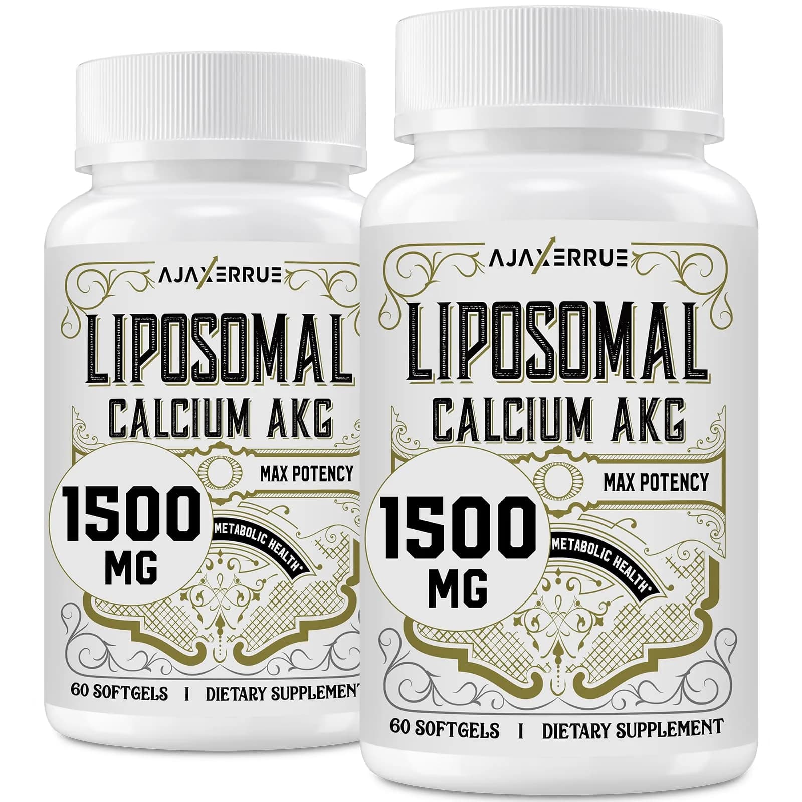 AJAXERRUE Liposomal Calcium AKG Supplement 1500 MG | High Absorption for Longevity & Energy