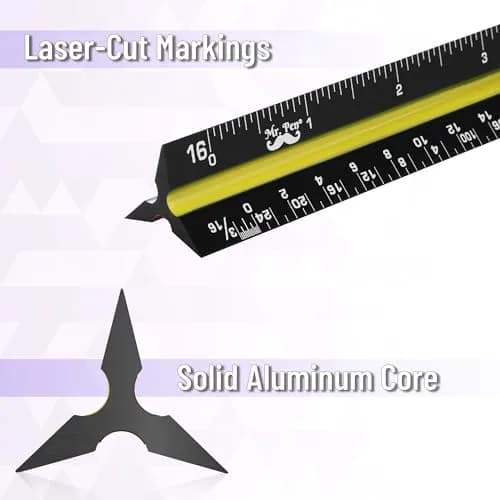 Mr. Pen Architectural Scale Ruler 12 Inch (30.48 cm) 2-Pack Black & Silver | Precise Imperial Measurements for Architects & Engineers thumbnail 5