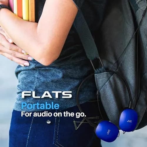 JVC HAS160MA Blue Flat Foldable On-Ear Headphones with Mic & Remote | 30mm Dynamic Drivers, 1.2m (3.94ft) Cable thumbnail 5