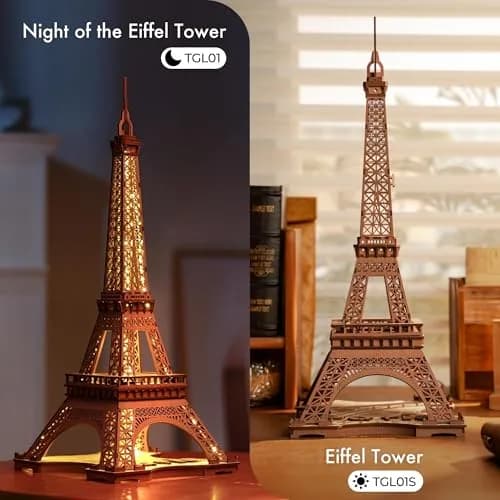 ROBOTIME 3D Puzzle for Adults DIY Model Building Kit Wooden Eiffel Tower | Elegant Architecture Toy thumbnail 3