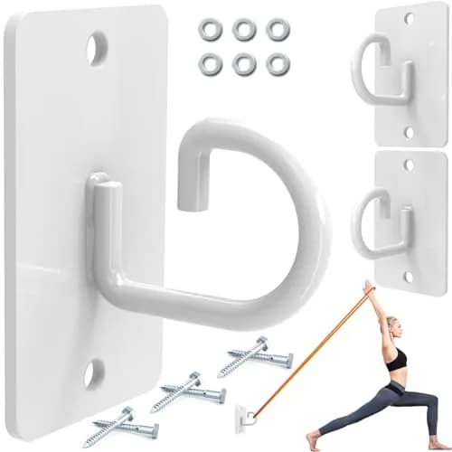 KOMOHOM White 3-Piece Exercise Band Wall Anchor Set | Heavy Duty Workout Band Holder for Home Gym thumbnail 1