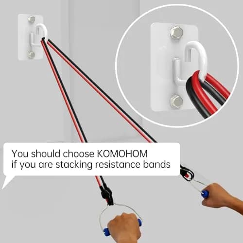 KOMOHOM White 3-Piece Exercise Band Wall Anchor Set | Heavy Duty Workout Band Holder for Home Gym thumbnail 5