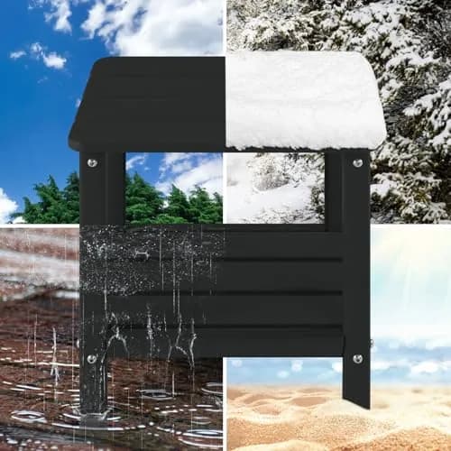 ABCPATIO Patio Side Table HDPE Double Layer Storage Square Black | Weather-Resistant Outdoor Garden Table thumbnail 3