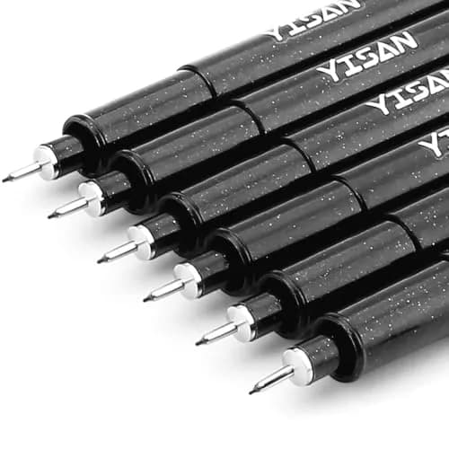 YISAN Ultra Fine Tip Pens Black 0.25mm | No Bleed, Precise Drawing, 6 PCS thumbnail 1
