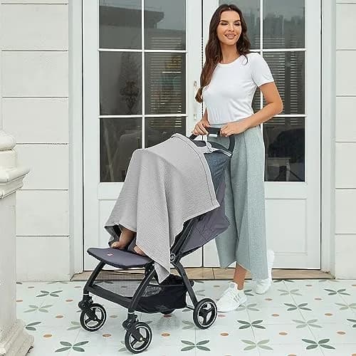 Zdolmy Muslin Nursing Cover Grey 100cm (39.4in) x 70cm (27.4in) | Breathable 100% Cotton with Rigid Hoop thumbnail 5