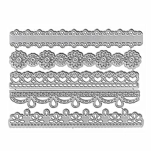 NVZBL 5pcs Lace Border Cutting Dies, Flower Love Heart Lace Die Cuts 12cm x 15cm | Metal Embossing Stencils for Card Scrapbooking thumbnail 1