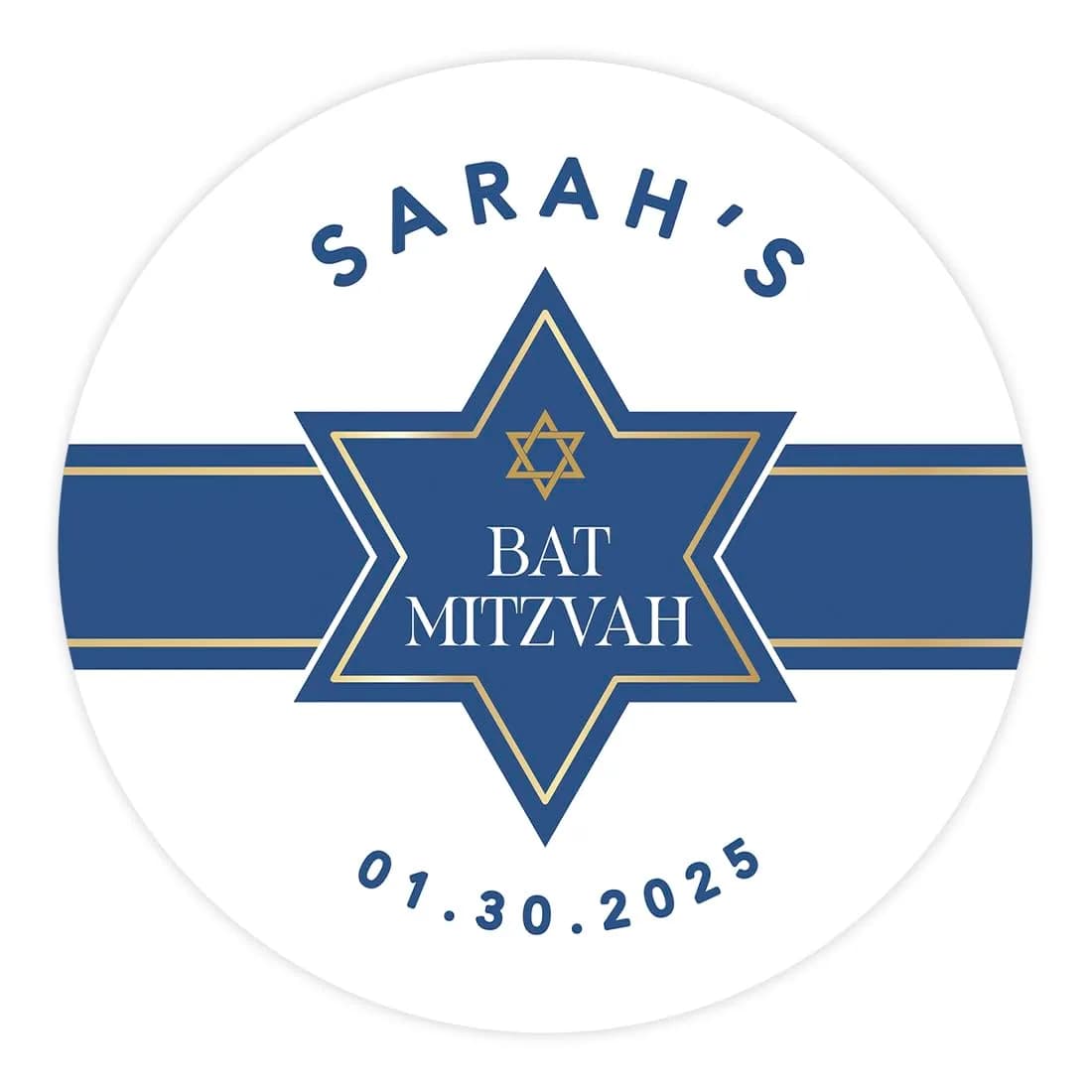 Andaz Press Personalized 2" Round Mitzvah Labels | Custom Name & Photo, 40 Pack - main product image