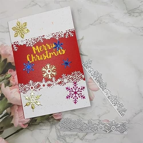 NVZBL Snowflake Lace Cutting Dies 2pcs | Winter Snow Border Embossing Stencils for Scrapbooking & DIY Crafts thumbnail 3