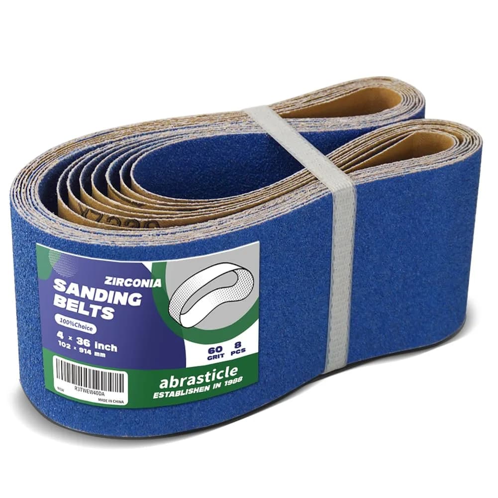 abrasticle 4" x 36" Zirconia Sanding Belts for Metal | 8 PCS 60 Grits | Professional-Grade Sandpaper for Metal & Wood