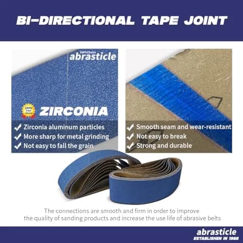 abrasticle 4" x 36" Zirconia Sanding Belts for Metal | 8 PCS 60 Grits | Professional-Grade Sandpaper for Metal & Wood thumbnail 3