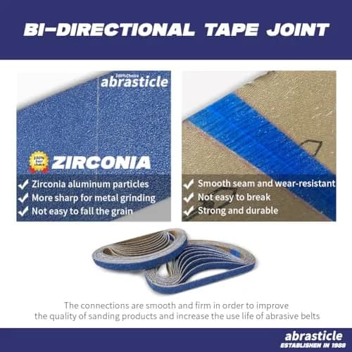 abrasticle Zirconia Sanding Belts 1/2" x 18" | Metal & Wood Finish thumbnail 3