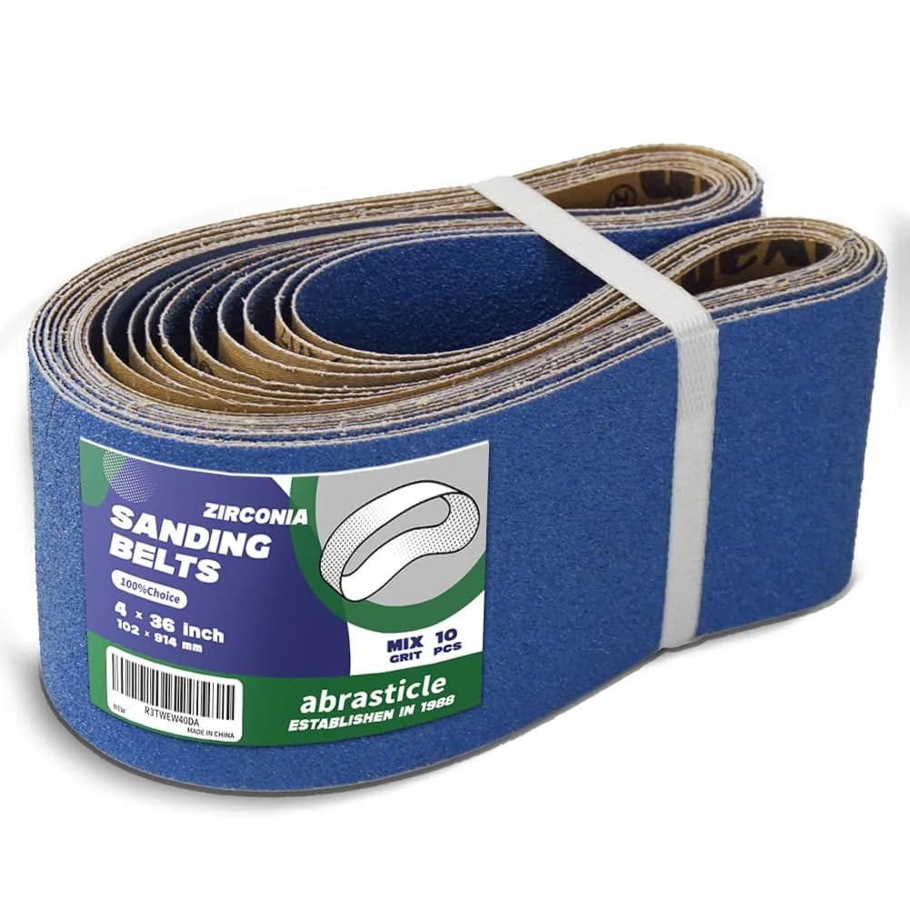 abrasticle Zirconia Sanding Belts for Metal 1/2" x 18" | 36 PCS, 80 Grit, Durable & Precise — 4" x 36" Assorted Grit
