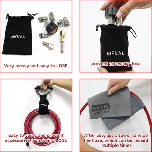 YETIANICAL Sewer Jetter Kit for Pressure Washer, 150ft (45.7m) 5800 PSI Drain Cleaner | Rotating & Button Hose Sewer Jetting Nozzle thumbnail 9
