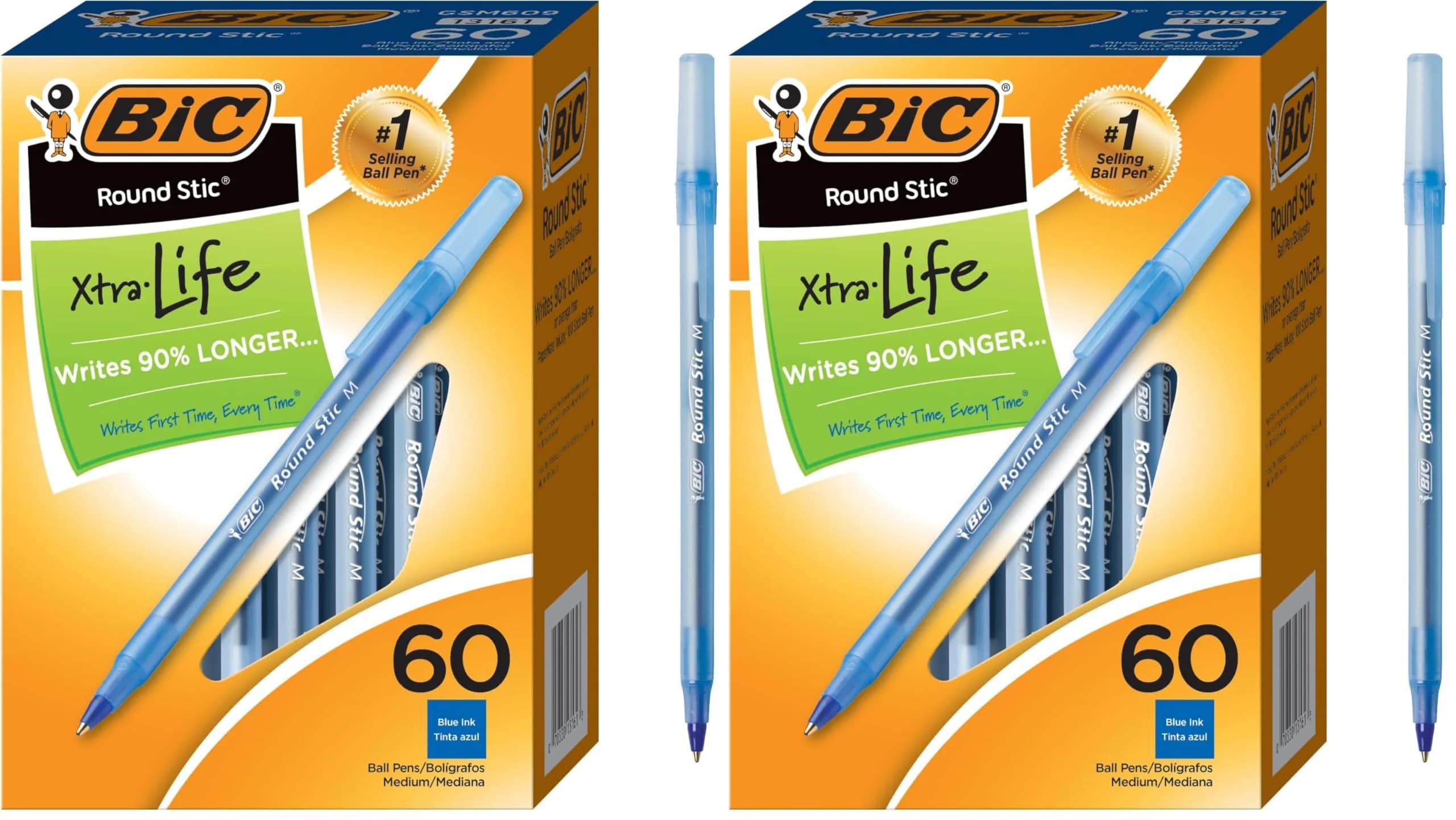 BIC Round Stic Xtra Life Ballpoint Pens Blue 120 Count (Pack of 2) | Smooth Ink Flow for Daily Writing
