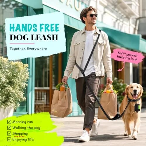 Heelay Hands Free Dog Leash 2.5m (8.2ft) Black | Adjustable Crossbody Rope for Medium-Large Dogs thumbnail 7