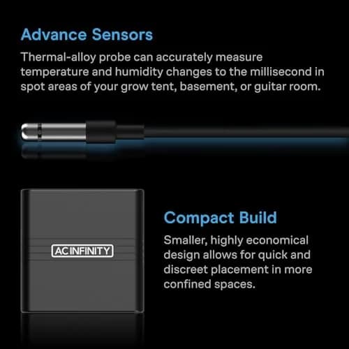 AC Infinity A1 Smart Hygrometer Temperature Humidity Monitor with Bluetooth App & Corded Sensor | 4.5 cm (1.8 Inch) Black thumbnail 5