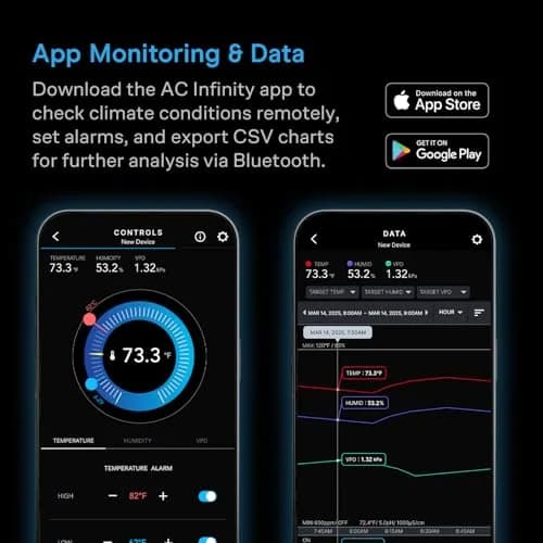 AC Infinity A1 Smart Hygrometer Temperature Humidity Monitor with Bluetooth App & Corded Sensor | 4.5 cm (1.8 Inch) Black thumbnail 4