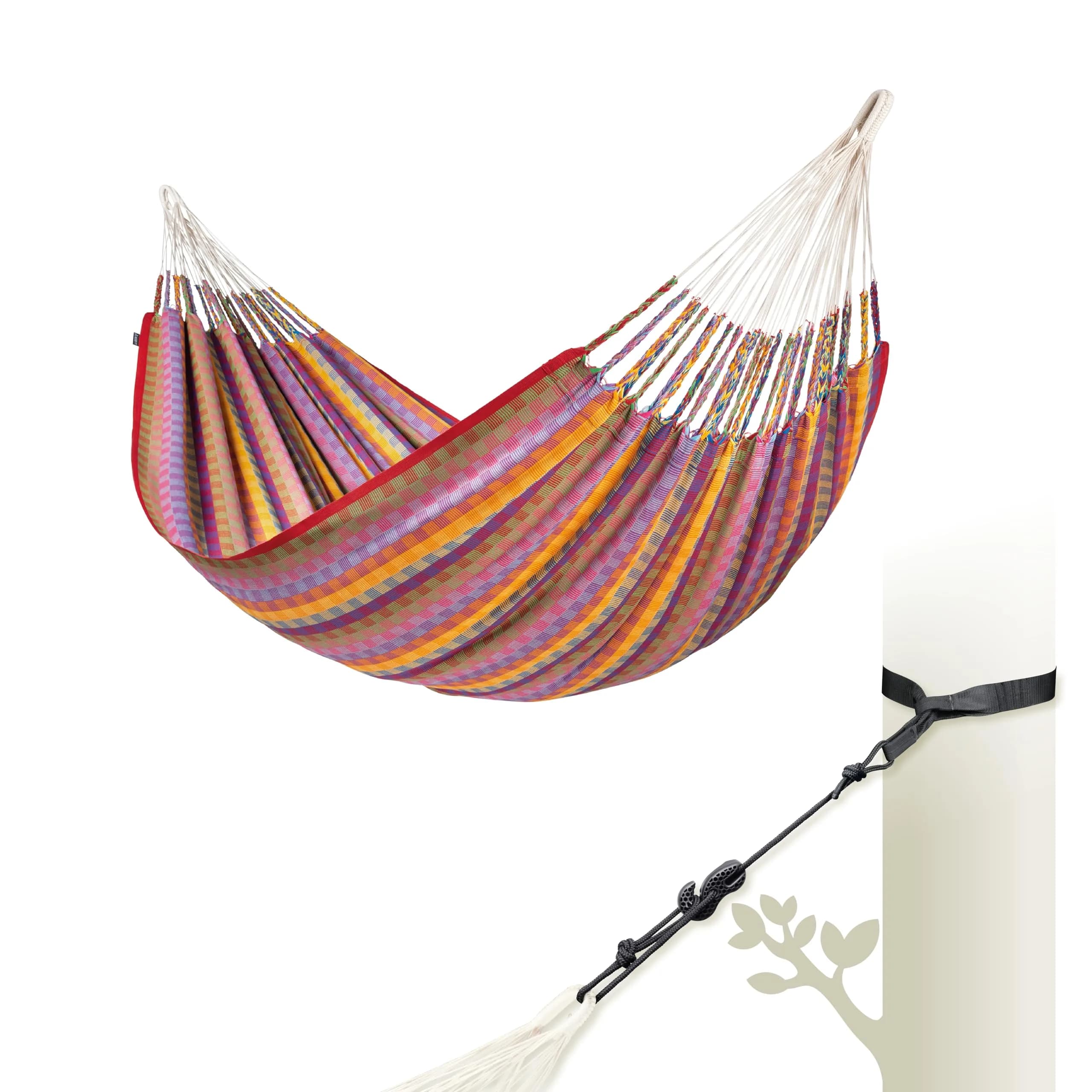LA SIESTA Flora Classic Cotton Hammock & TreeMount | Extra Large 2 Person Portable Indoor Outdoor Bed - main product image