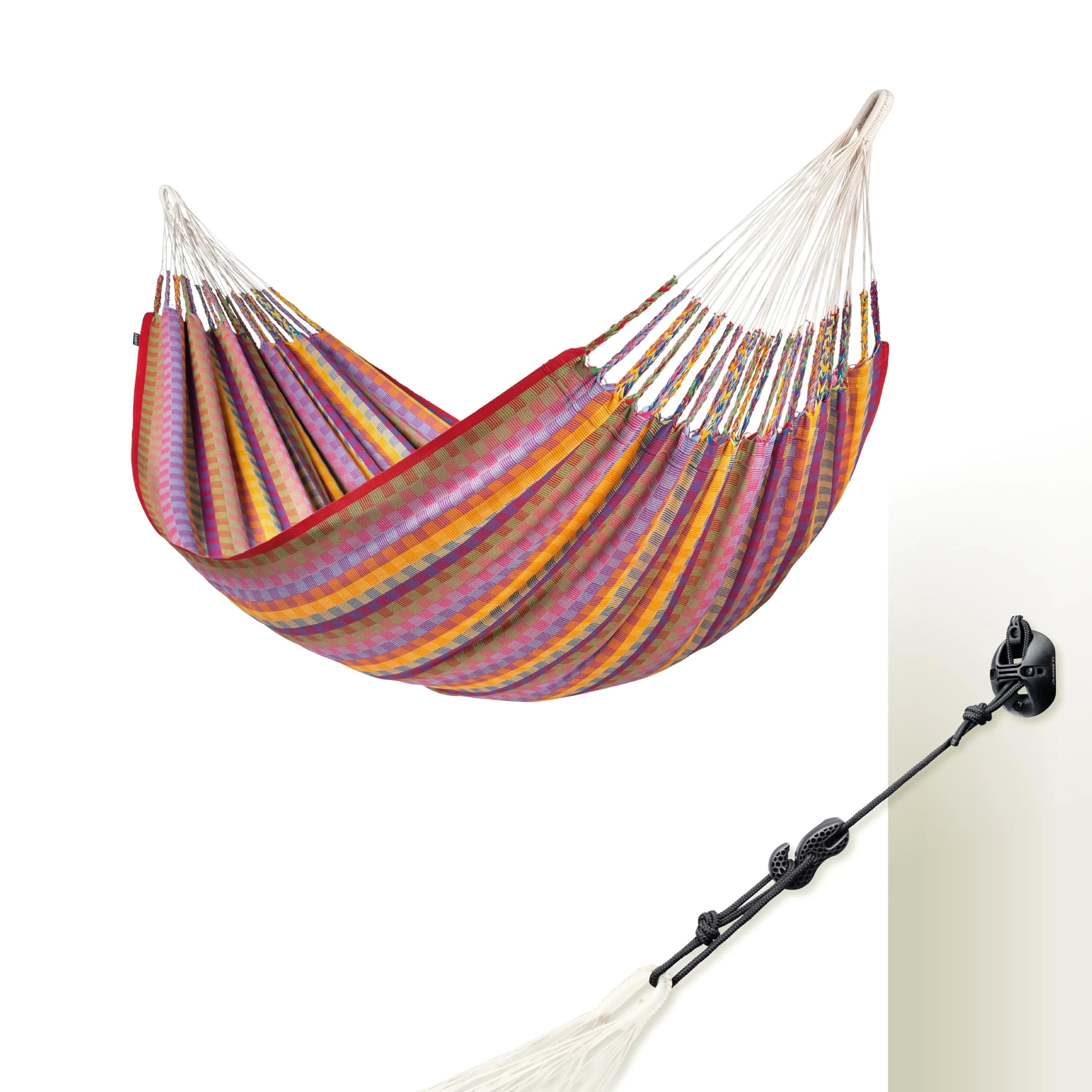 LA SIESTA Flora Hammock XL King | Organic Cotton, Max 440 Lbs, Family Relaxation — Flowers / XL (King) with Wall Mount Kit