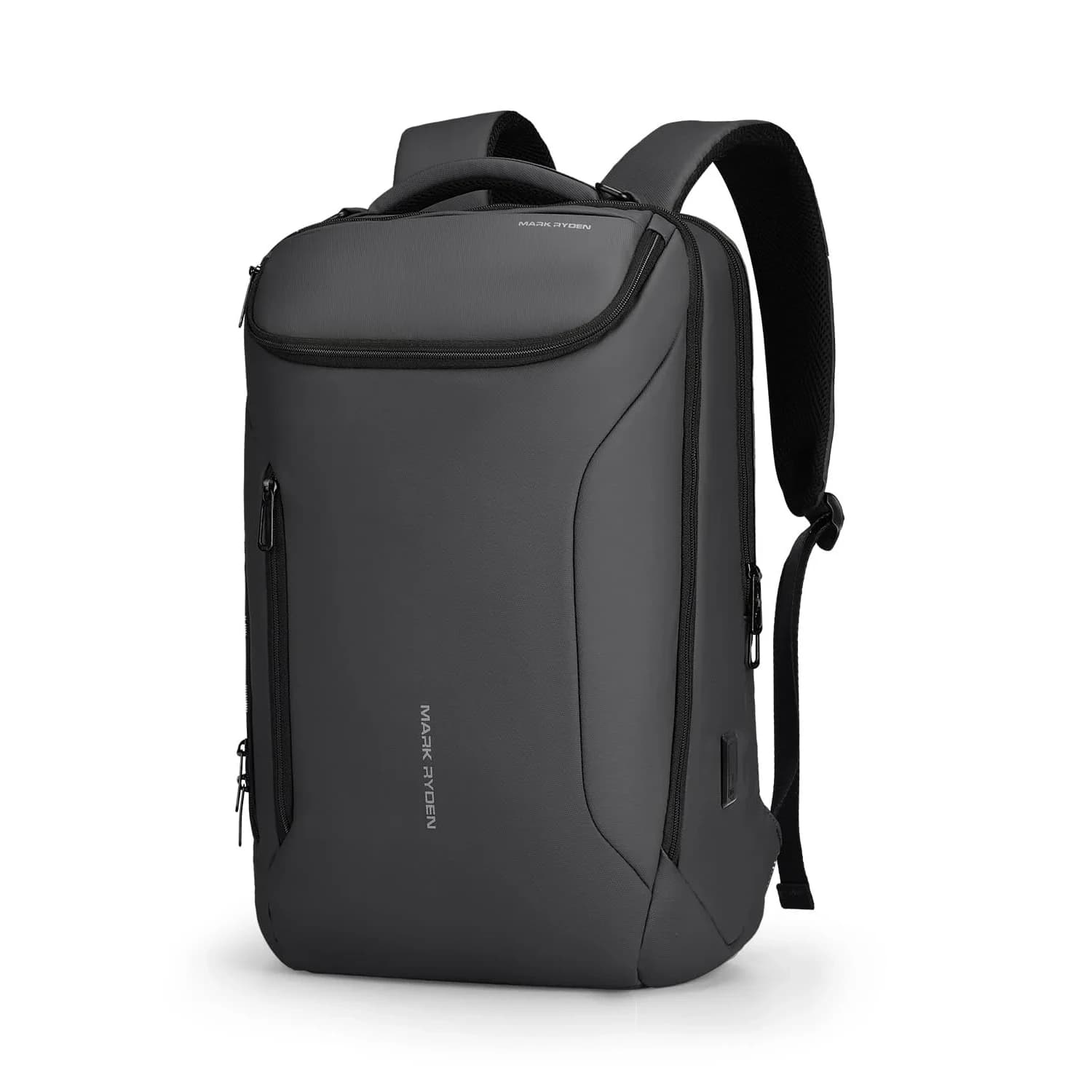 MARK RYDEN Business Backpack for Men, 17.3 Inch Laptop Backpack | Water Resistant with USB Port — Grey-3 Pockets
