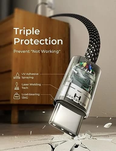 LISEN USB C Cable, 5-Pack [3.3FT] USBC to USBC | 60W Fast Charging, Recyclable Cotton Braided thumbnail 6
