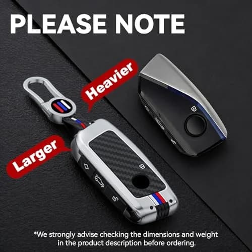 OLLEN Bright Silver Carbon Fiber Pattern Metal Key Fob Cover for BMW 2023-2026 Models, 15.0 cm (5.9 inches) thumbnail 4