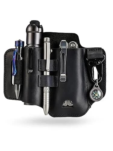 sayram ST2 Leather Multitool Sheath with Keychain Clip | Dark Black thumbnail 1