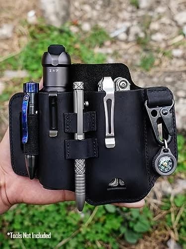 sayram ST2 Leather Multitool Sheath with Keychain Clip | Dark Black thumbnail 6