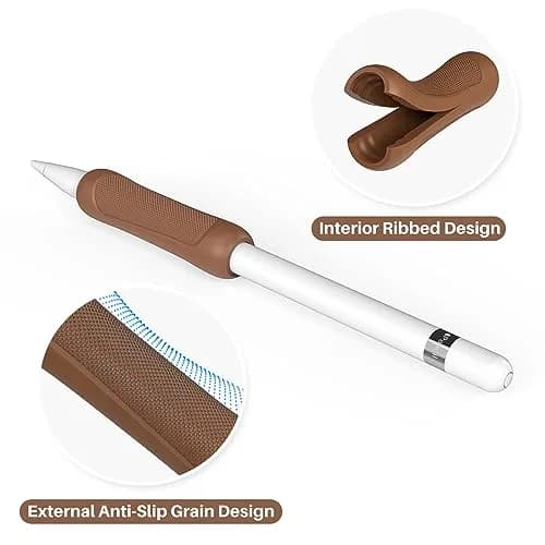 NIUTRENDZ Silicone Grip for Apple Pencil 1st Gen | Ergonomic, Protective & Comfortable (Beige + Khaki + Brown) thumbnail 4