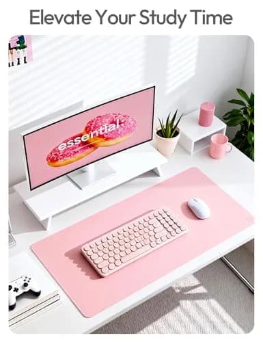 YSAGi Leather Desk Protector Light Pink 80cm (31.5") x 40cm (15.8") | Protects Desks, Doubles as Large Mouse Pad thumbnail 6