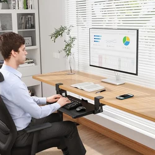 BONTEC Under Desk Keyboard Tray, Pull-Out Platform for Ergonomic Workspace | Fits Desks Up to 1.97 Inches thumbnail 7