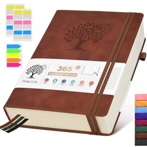 PERCUN B5 Leather Journal Notebook 7.6" x 10.3" | 365 Pages Thick Paper thumbnail 1