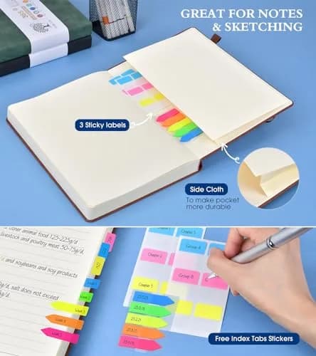PERCUN B5 Leather Journal Notebook 7.6" x 10.3" | 365 Pages Thick Paper thumbnail 5