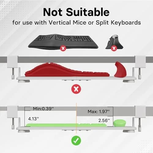 BONTEC Under Desk Keyboard Tray, Pull-Out Platform 25.6 x 11.8 in | Space-Saving Ergonomic Design thumbnail 6