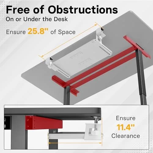 BONTEC Under Desk Keyboard Tray, Pull-Out Platform 25.6 x 11.8 in | Space-Saving Ergonomic Design thumbnail 7