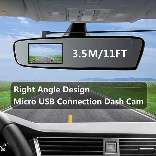 Maixbomr 90 Degree Micro USB Power Cord 3.5m (11ft) | Right Angle Charging Cable for Dash Cams & Devices thumbnail 5