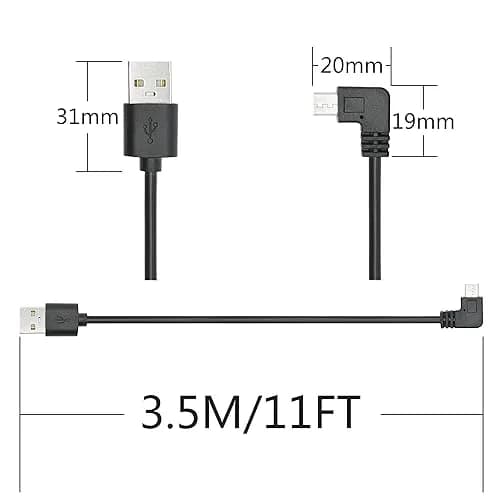 Maixbomr 90 Degree Micro USB Power Cord 3.5m (11ft) | Right Angle Charging Cable for Dash Cams & Devices thumbnail 7