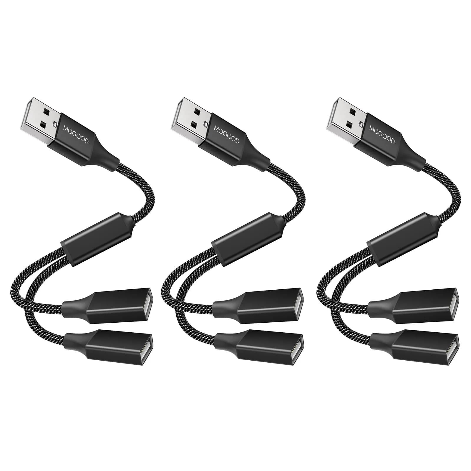 MOGOOD USB Splitter 1 to 2 Ports, Braided Y-Cable for Data Transfer & Charging | 480 Mbps Speed