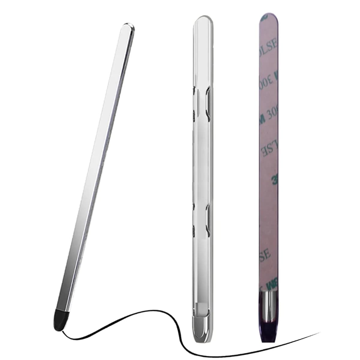 YQODSZ Stylus Pen & S Pen Holder for Samsung Galaxy Z Fold 7/6 / 5 | Slim Silicone Tip, Adhesive Slot, Blue — Shiny Silver