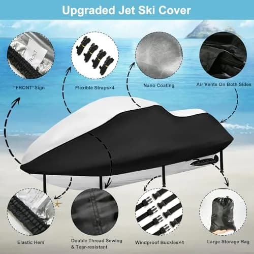 SRIMMIT Jet Ski Cover 3 Seater 115-120 Inch | 420D Nano-Coated Waterproof UV PWC Cover thumbnail 4